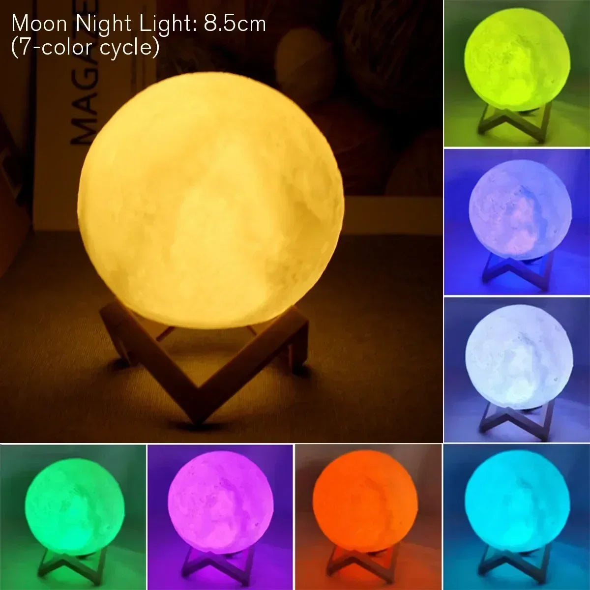 Moon Lamp LED Night Light Battery Powered With Stand Starry Lamp Bedroom Decor Night Lights Kids Gift Moon Lamp