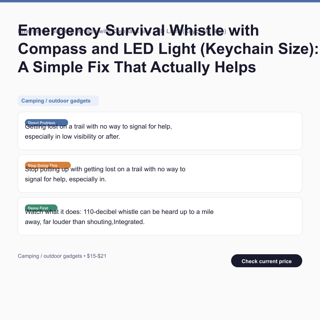 Emergency Survival Whistle with Compass and LED Light (Keychain Size)